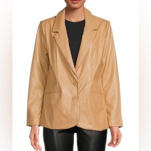 BCBG tan leather blazer